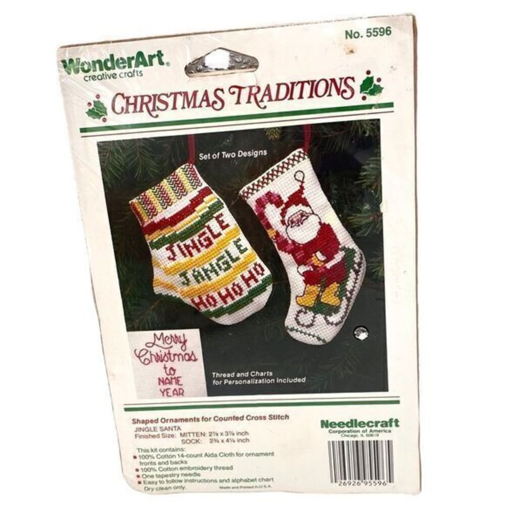 WonderArt Needlecraft Christmas Traditions Jingle Santa Counted Cross Stitch